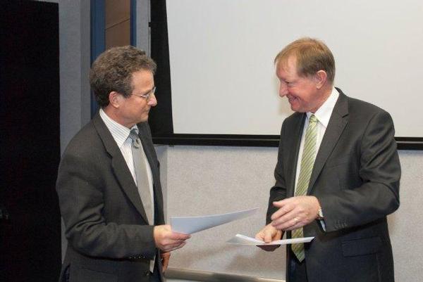 Prof Charles Eason, Director, Centre for Wildlife Management and Conservation + Hon Dr Nick Smith, Minister for the Environment.